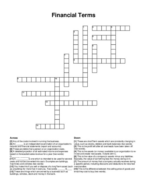 Cash Controls Crossword