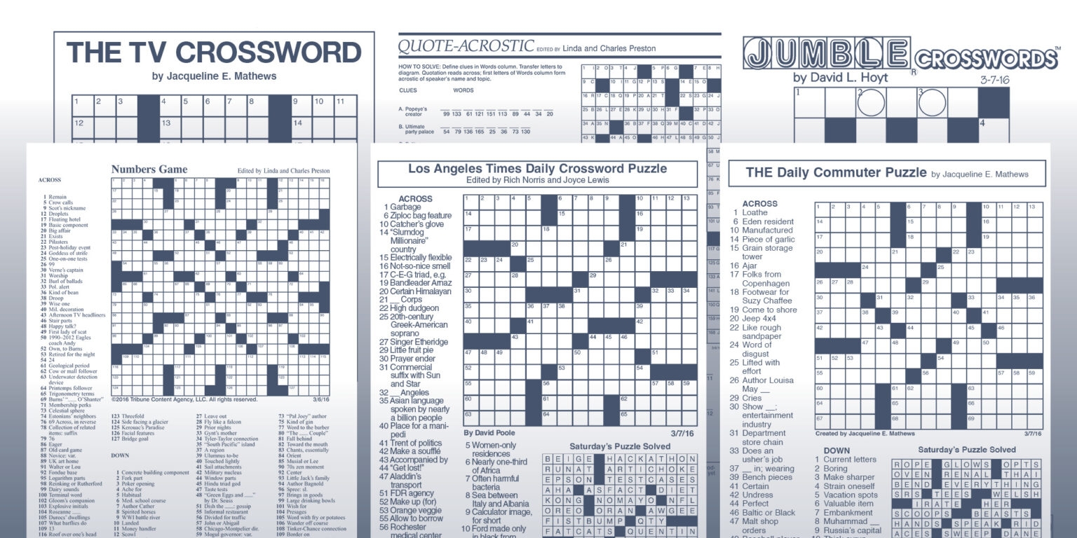 Chicago Sun Times Crossword Puzzle Printable Printable Crossword
