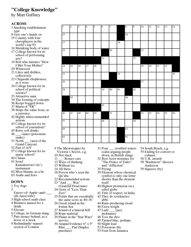 Chicago Tribune Crossword Puzzle Printable Printable Crossword