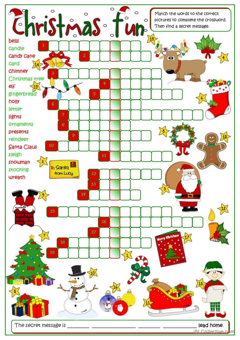 Christmas Fun Crossword Crossword English ESL Worksheets Pdf Doc