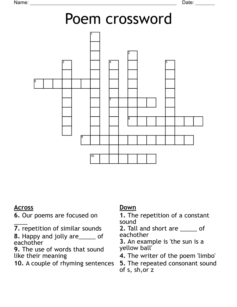 Classic Poem Nyt Crossword Prntbl concejomunicipaldechinu gov co