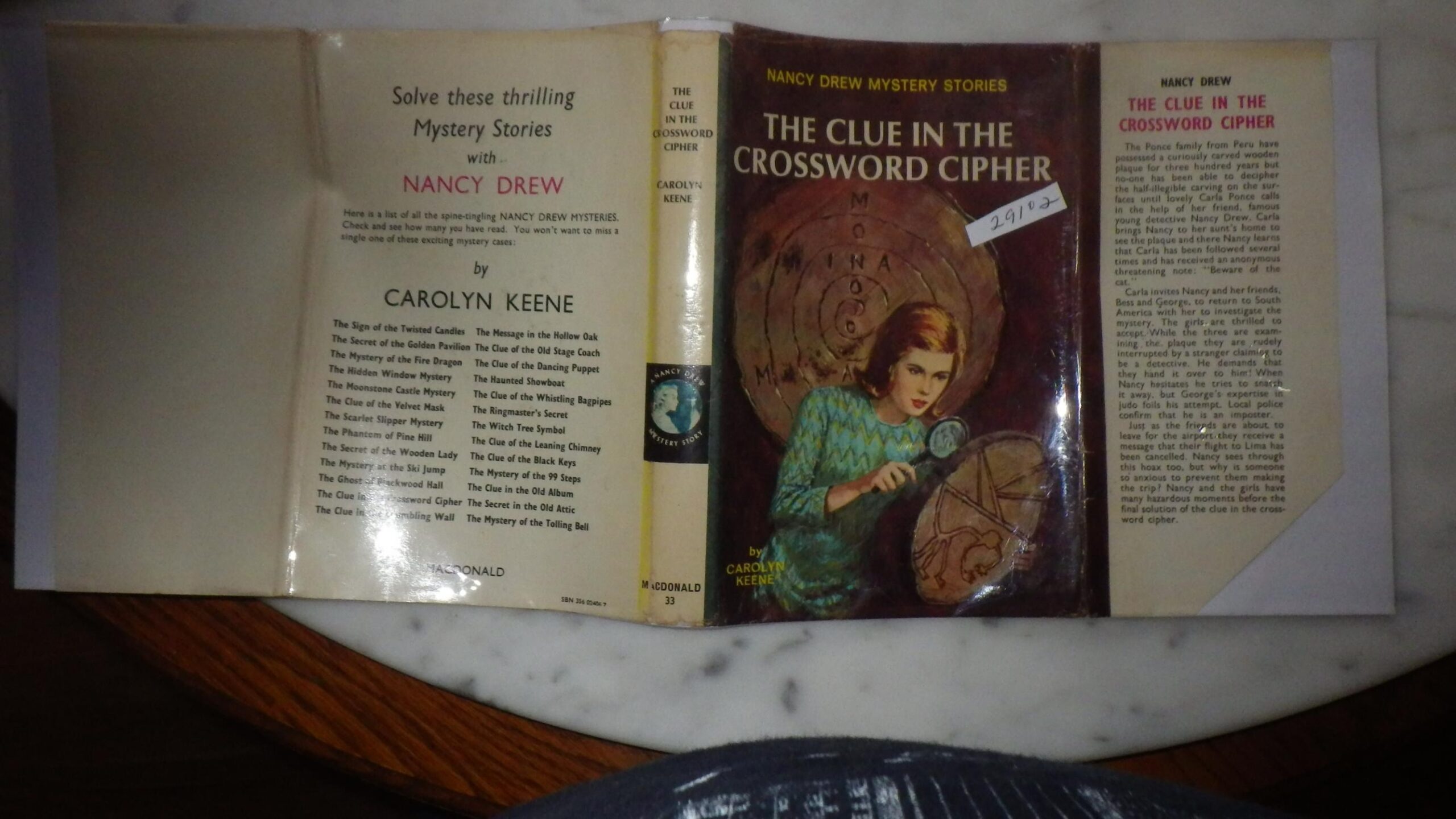 CLUE IN CROSSWORD CIPHER In Color Dustjacket Of Nancy In Green Outfit 