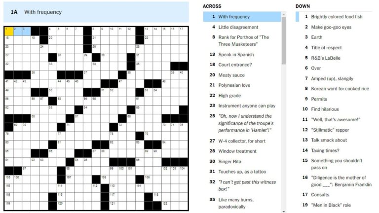 Nyt Crossword Archive Free Printable Crosswords