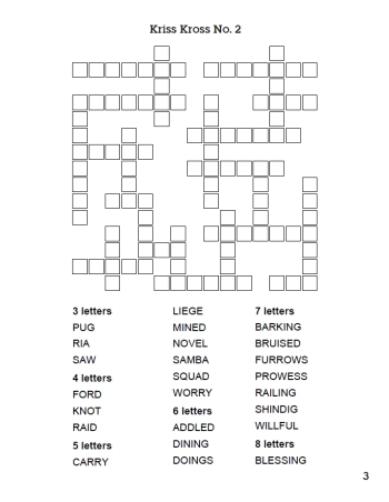 Criss Cross Crossword Puzzles