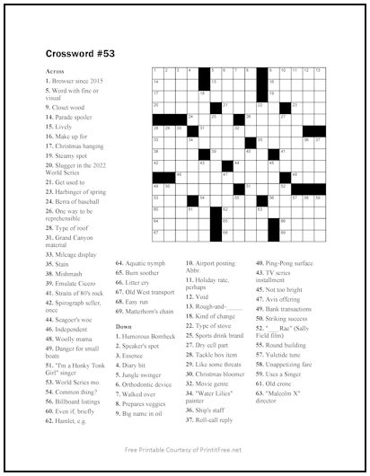 Crossword Puzzle 53 Print It Free