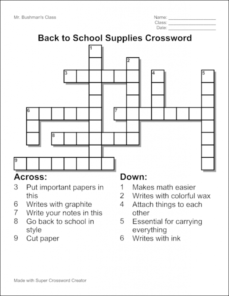 Crossword Puzzle Maker World Famous From The Teacher S Printable
