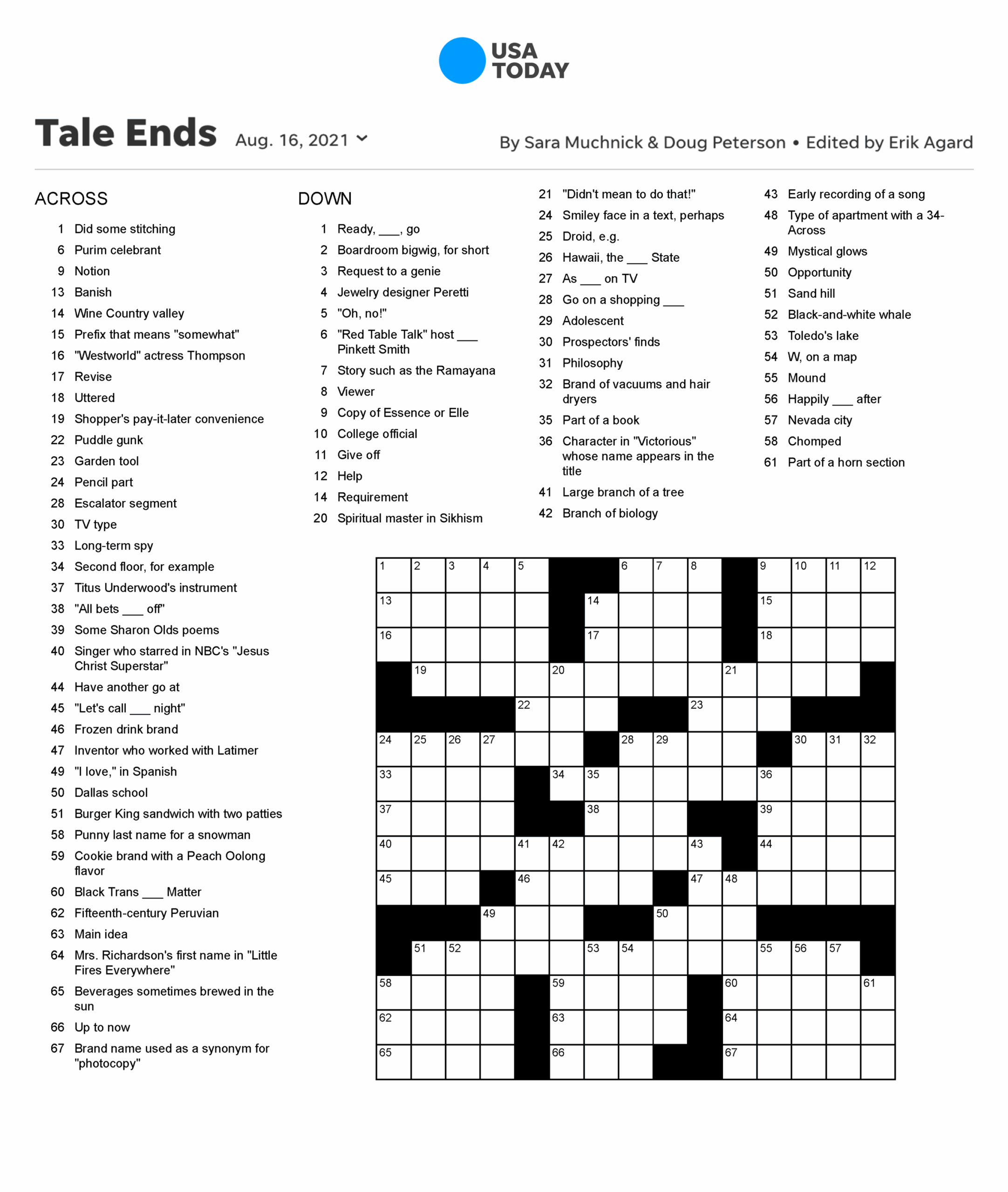 Crossword Puzzle USA Today