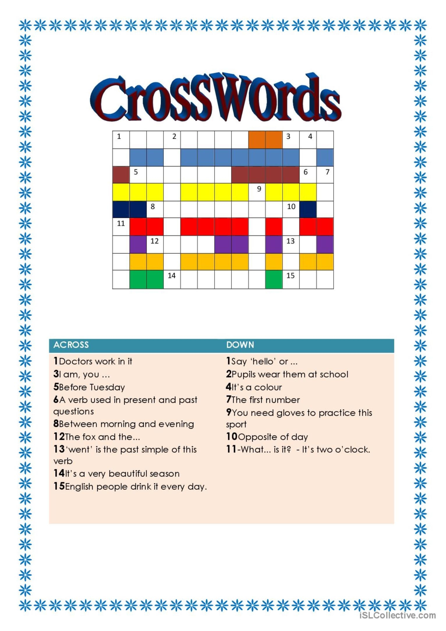 Crosswords Crossword English ESL Worksheets Pdf Doc