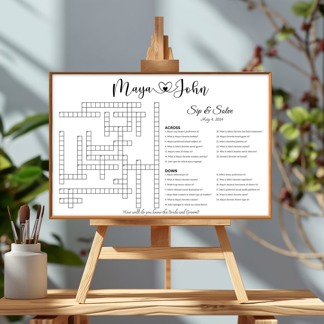 Custom Crossword Puzzle Giant Crossword Puzzle Sip Solve Puzzle 