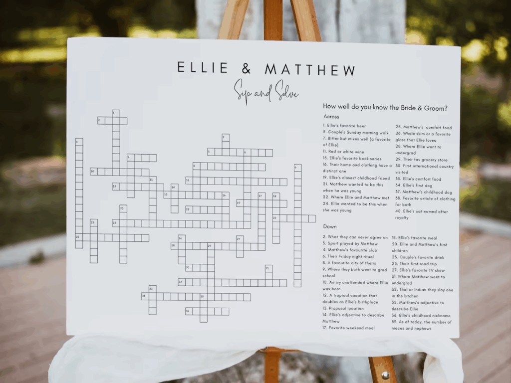 Wedding Crossword Free Printable Crosswords