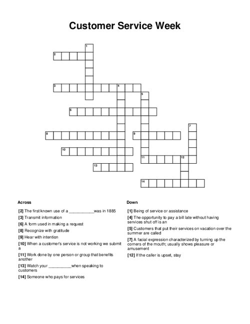Customer Service Week Crossword Puzzle
