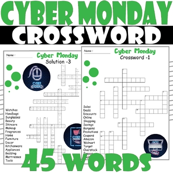 Cyber Monday Crossword Puzzle All About Cyber Monday Crossword Activities