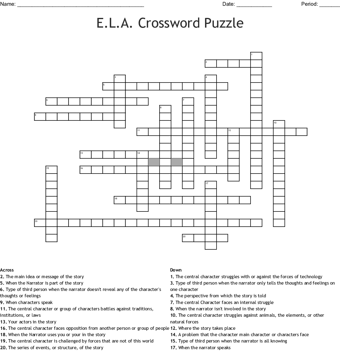 E l a Crossword Puzzle Crossword Wordmint Printable Ela Puzzles 