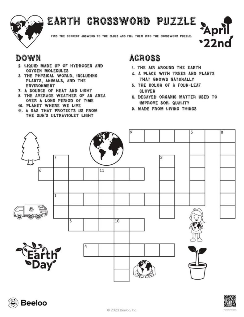 Earth Day Crossword Puzzle Printable Free Crossword Puzzles Printable