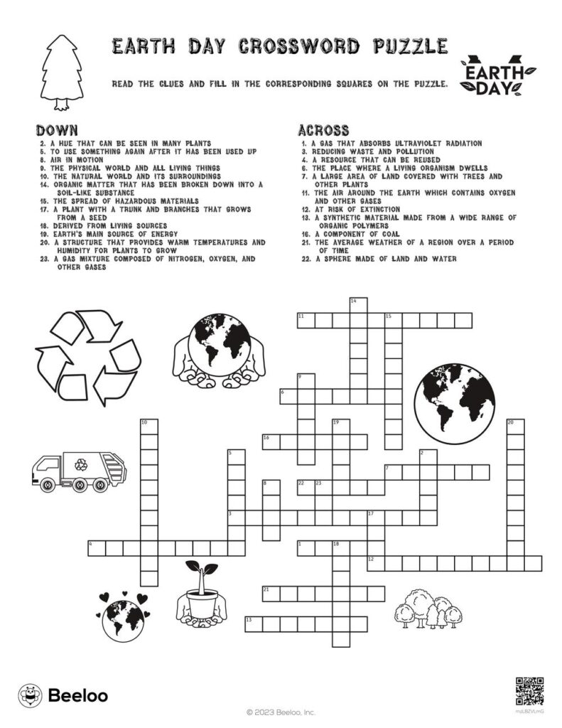 Earth Day Crossword Puzzle Printable Free Crossword Puzzles Printable