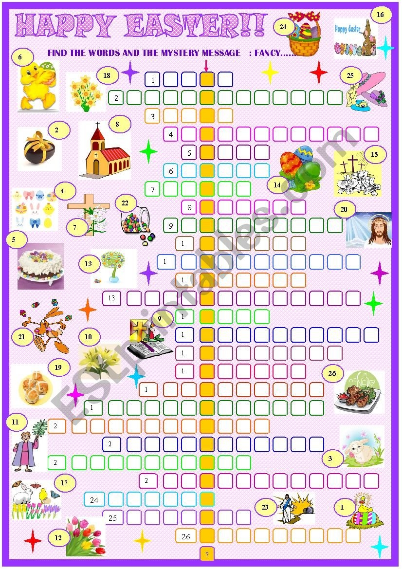 Easter Crossword Puzzle ESL Worksheet By Spied d aignel Worksheets 