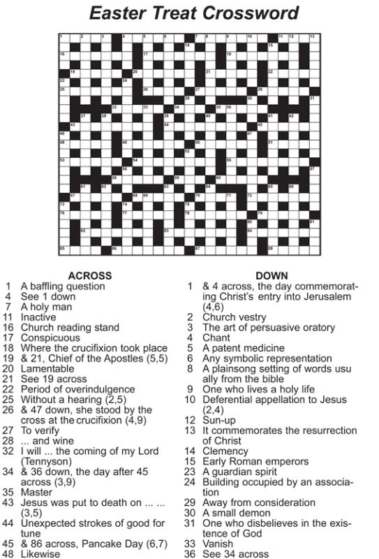 Easter Crossword Puzzle For Adults Printable James Crossword Puzzles