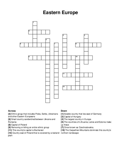 Eastern Europe Crossword Puzzle
