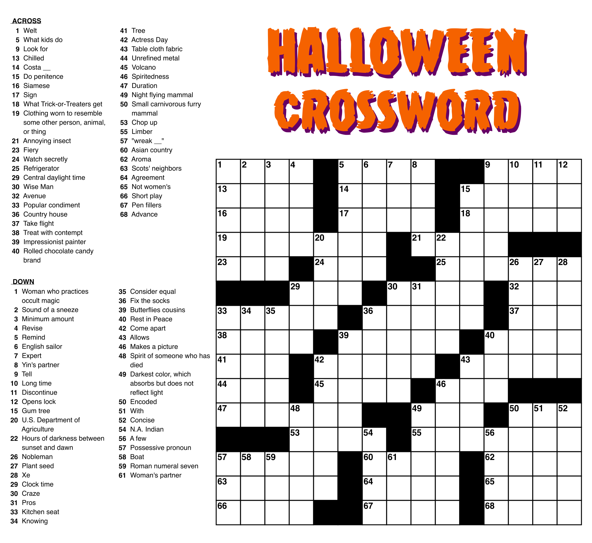 Easy Crossword Puzzle Online Easycrosswordpuzzlesprintable