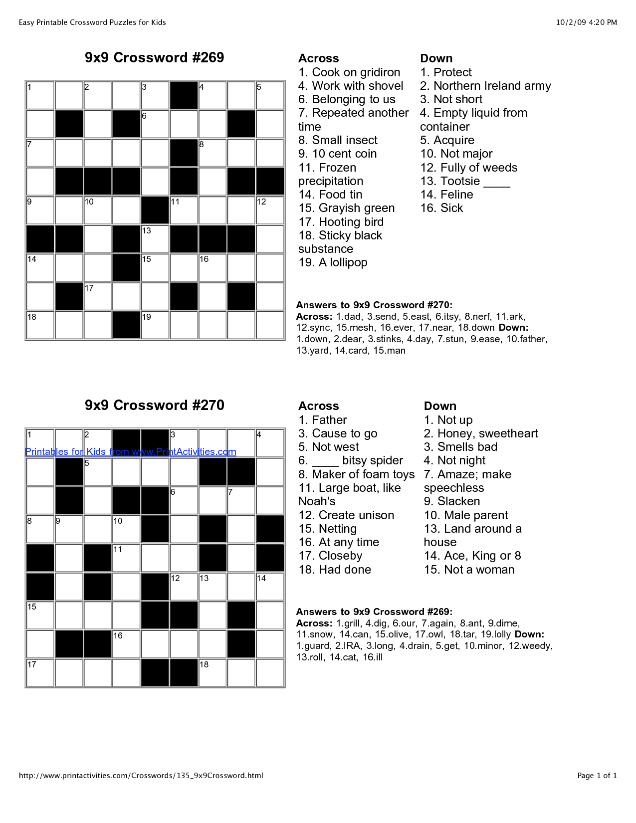 Easy Printable Crossword Puzzles Printable New Year Banners
