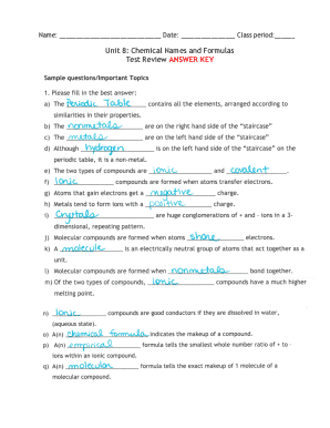 Fillable Online Unit 8 Chemical Names And Formulas Test Review ANSWER 