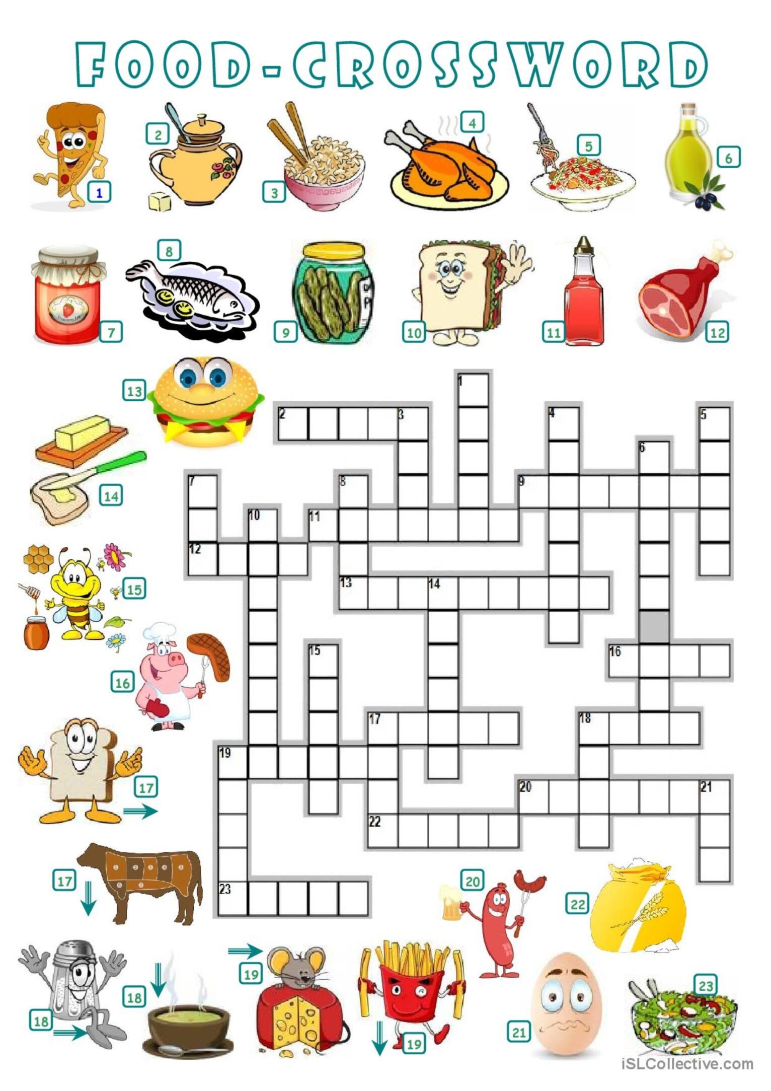 FOOD CROSSWORD Crossword English ESL Worksheets Pdf Doc