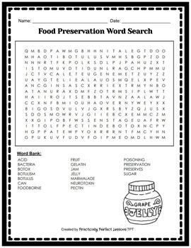 Food Preservation Jams Jellies Preserves Marmalades Worksheet Lab 