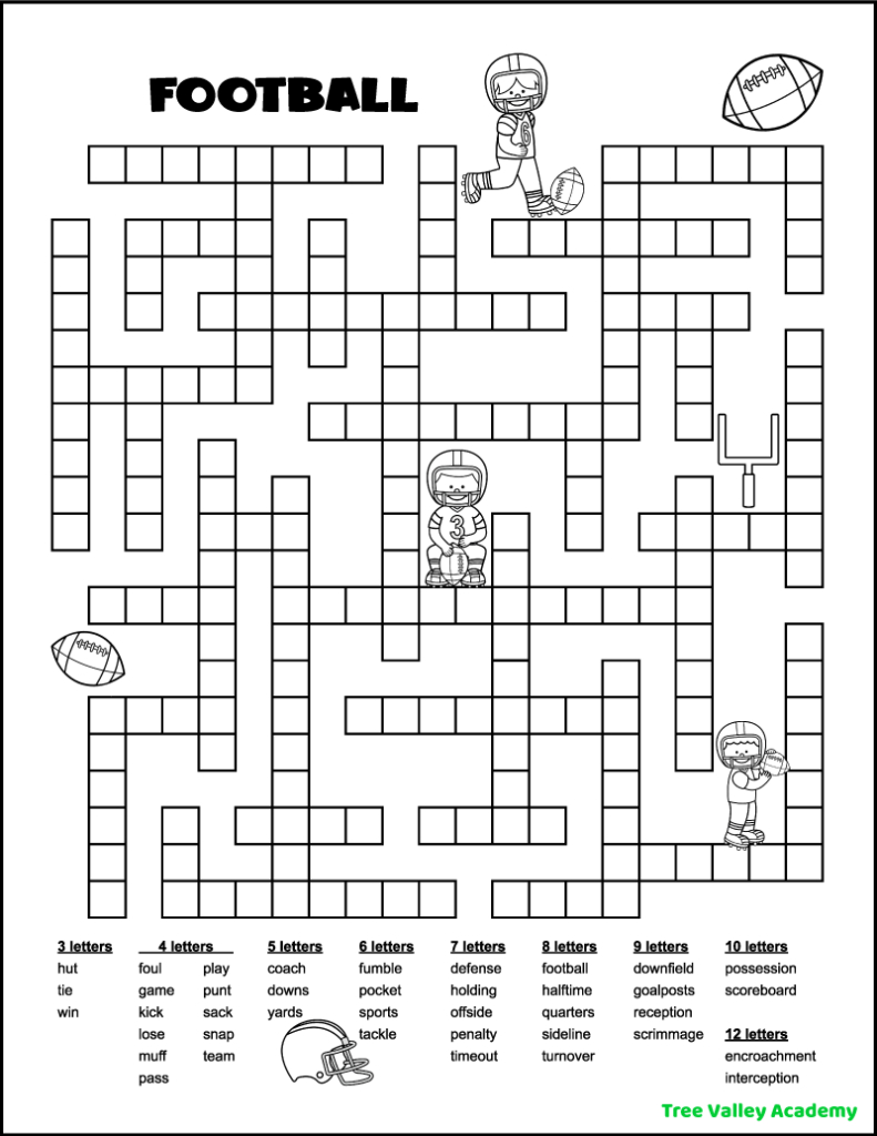 Football Crossword Printable FREE Printable HQ