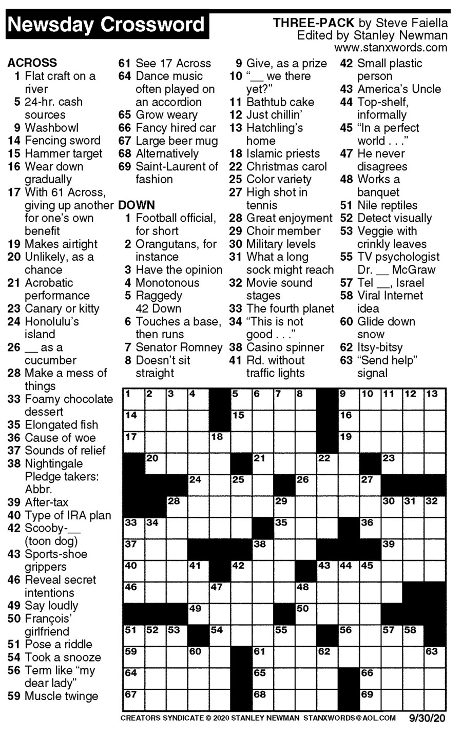 Free Daily Printable Universal Crosswords Free Templates Printable