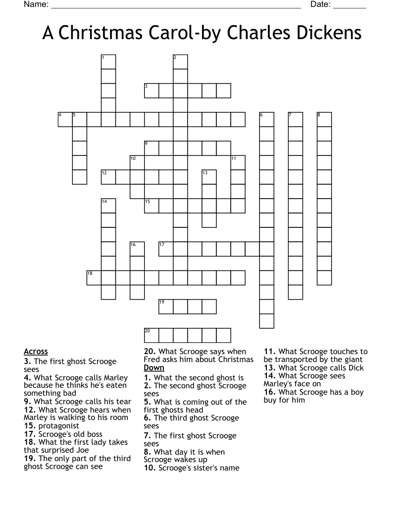 Free Online Crossword Puzzle A Christmas Carol Gunkja