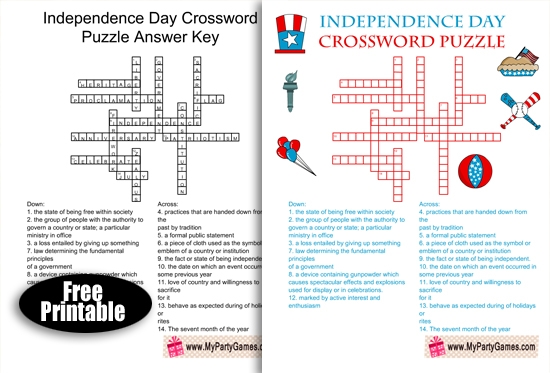 Free Printable Fourth Of July Crossword Puzzles Download Free 