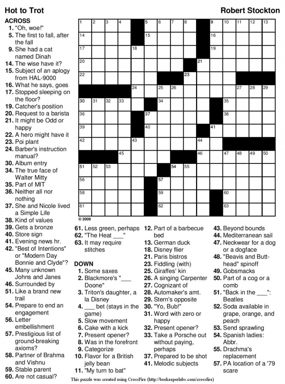 Free Printable General Knowledge Crossword Puzzles Free Printable