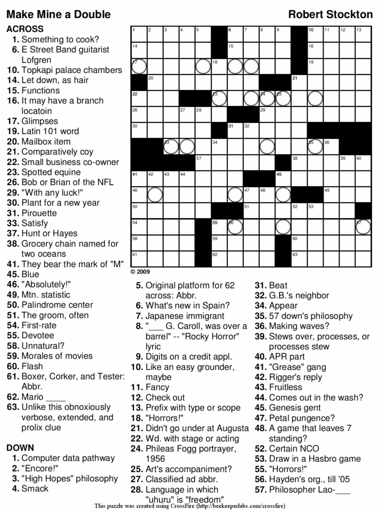 Free Printable Hard Crosswords - Free Printable Crosswords