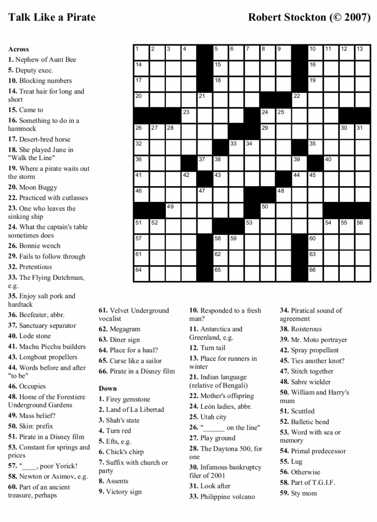 Free Printable Themed Crossword Puzzles For Adults - Free Printable ...