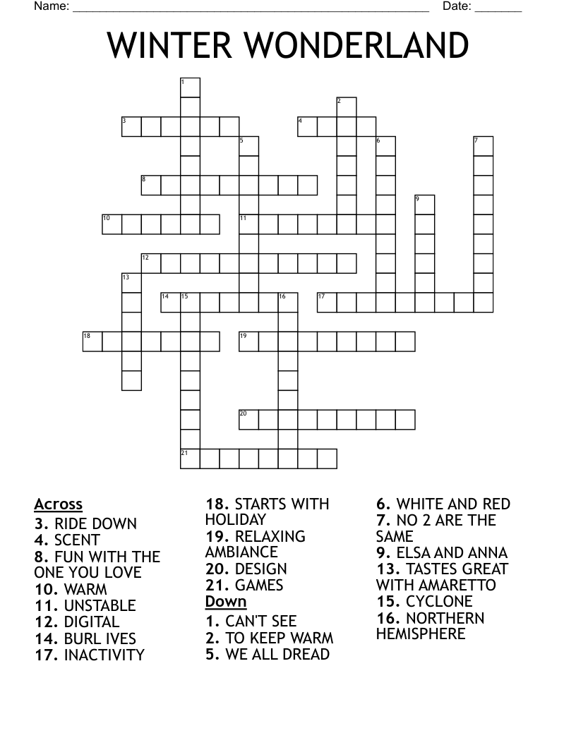 Free Printable Winter Crossword Puzzles Crossword Free 52 OFF