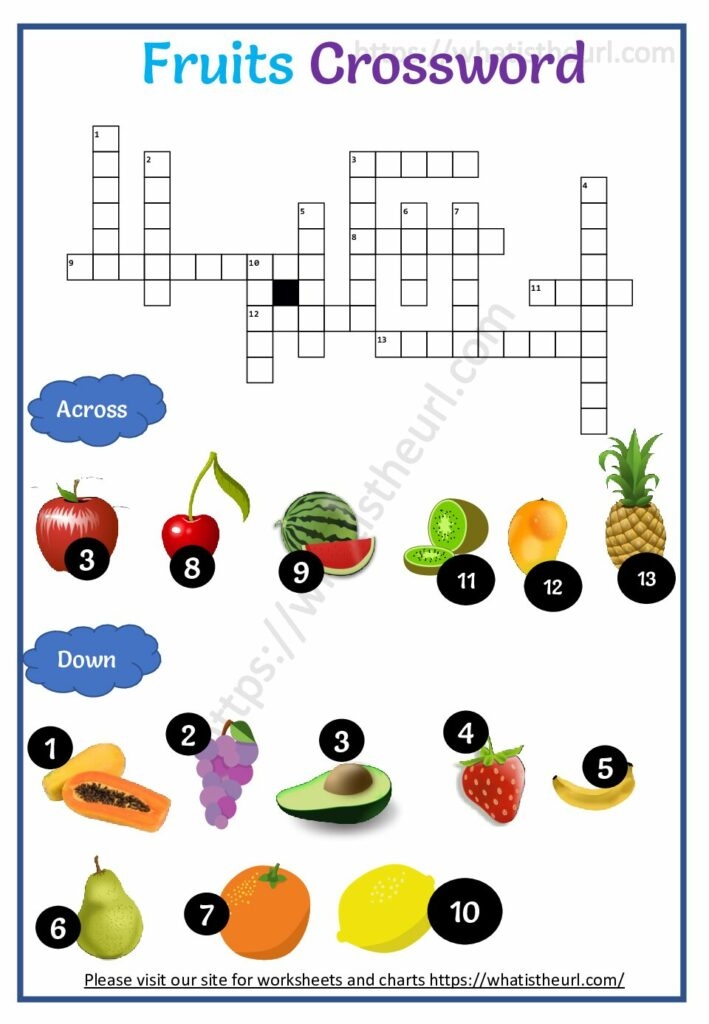 Fruits Crossword Puzzle Illustrated Your Home Teacher