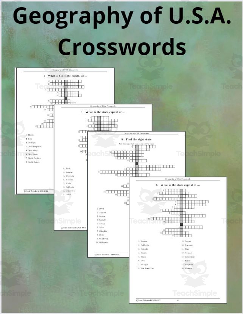 Geography Of USA Crosswords By Teach Simple