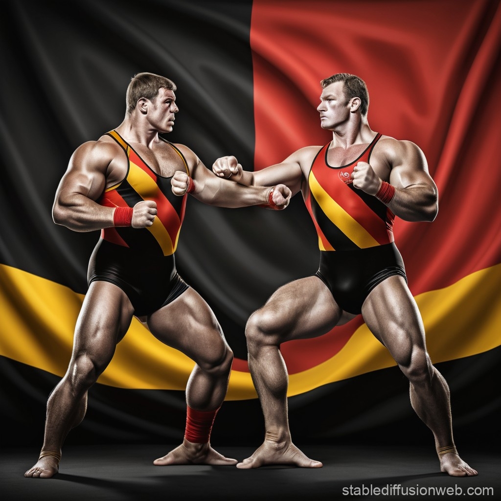 German Flag Wrestlers In Dynamic Stance Stable Diffusion Online