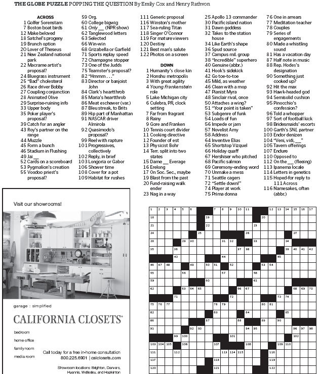 Globe Magazine Crossword The Boston Globe
