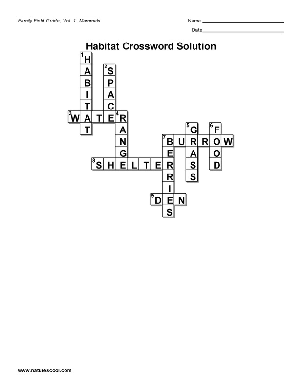 Habitat Crossword Student Activity Pages