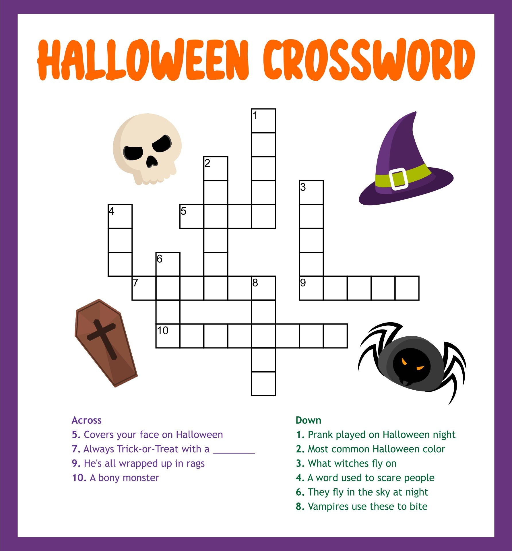 Halloween Crossword Puzzle 15 Free PDF Printables Printablee