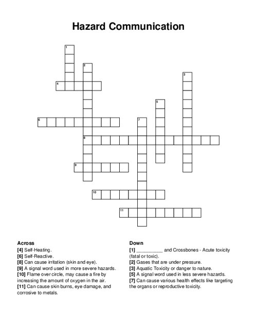 Hazard Communication Crossword Puzzle