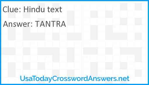 Hindu Text Crossword Clue UsaTodayCrosswordAnswers