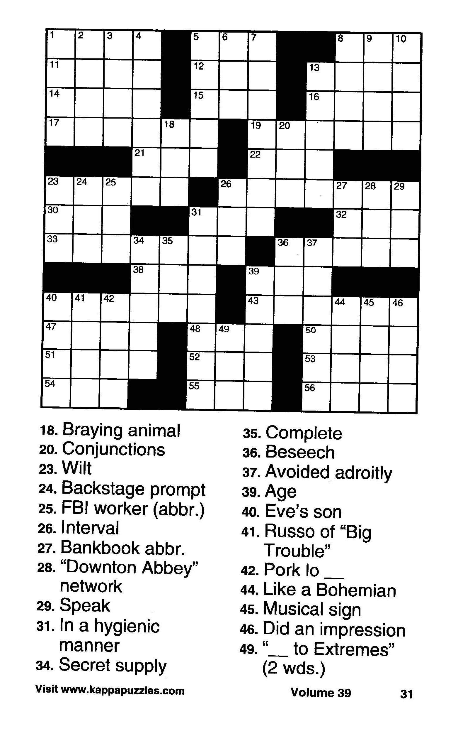 Indystar Com Crossword Puzzles Printable James Crossword Puzzles