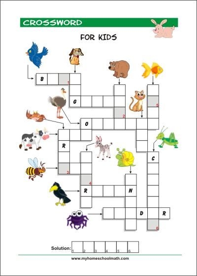 Kindergarten Crossword Puzzle Printable Printable Crossword Puzzles 