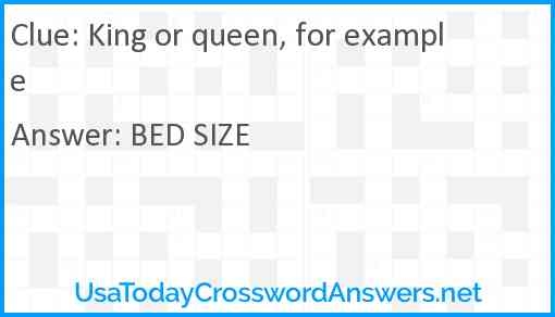King Or Queen For Example Crossword Clue UsaTodayCrosswordAnswers
