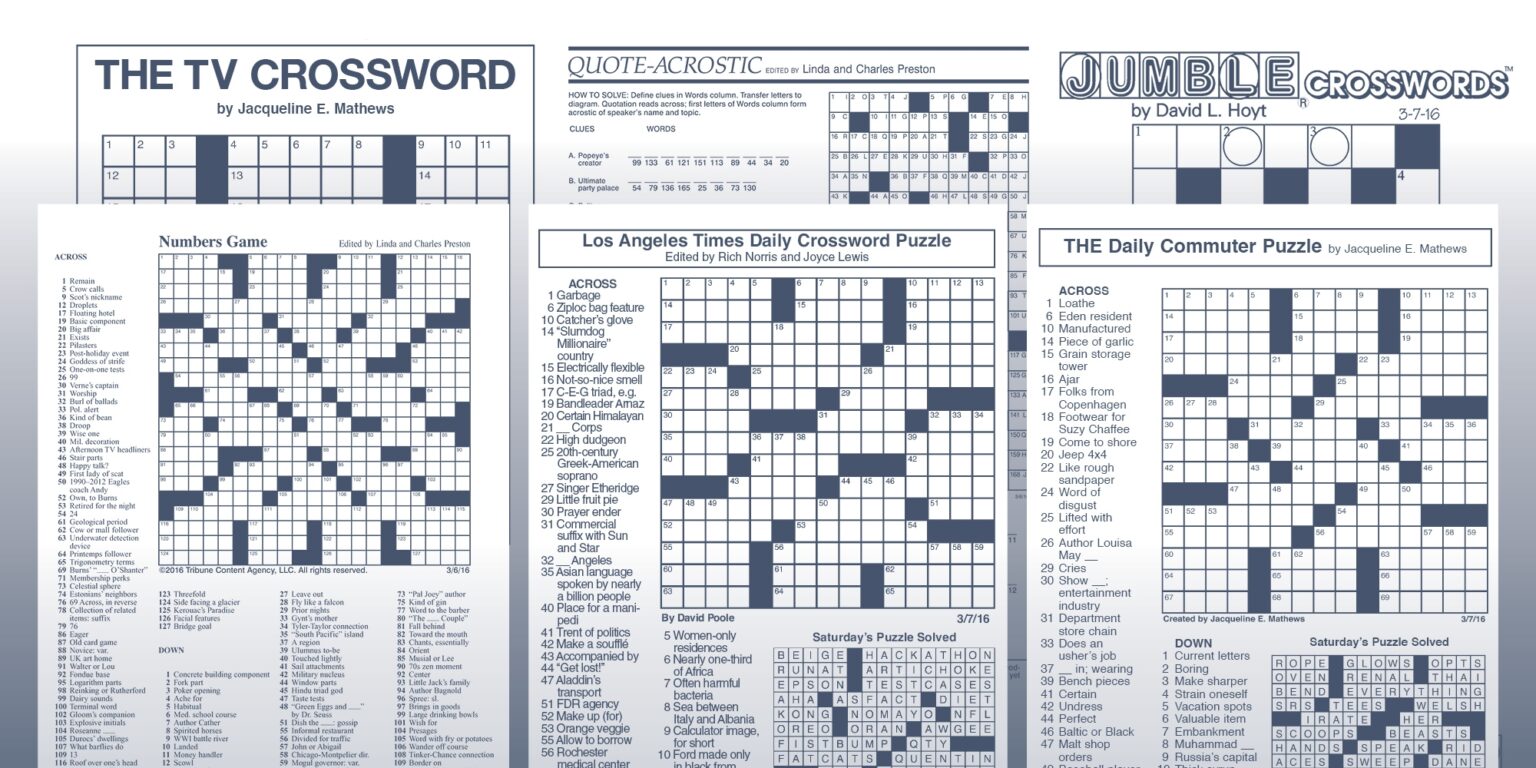 La Times Daily Crossword Printable Free Printable Crosswords