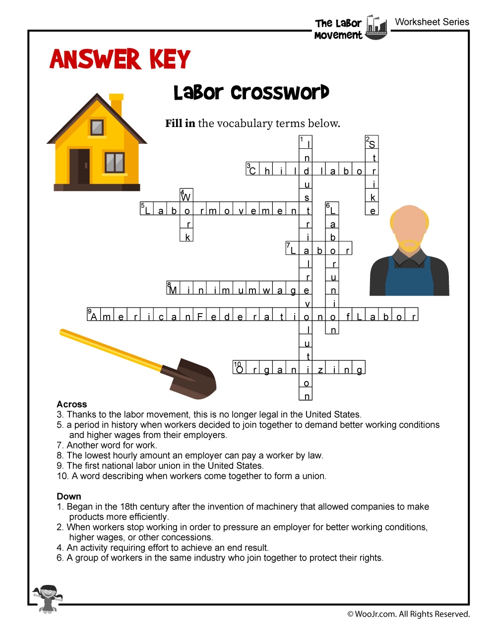 Labor Day Crossword Puzzle ANSWER KEY Woo Jr Kids Activities 