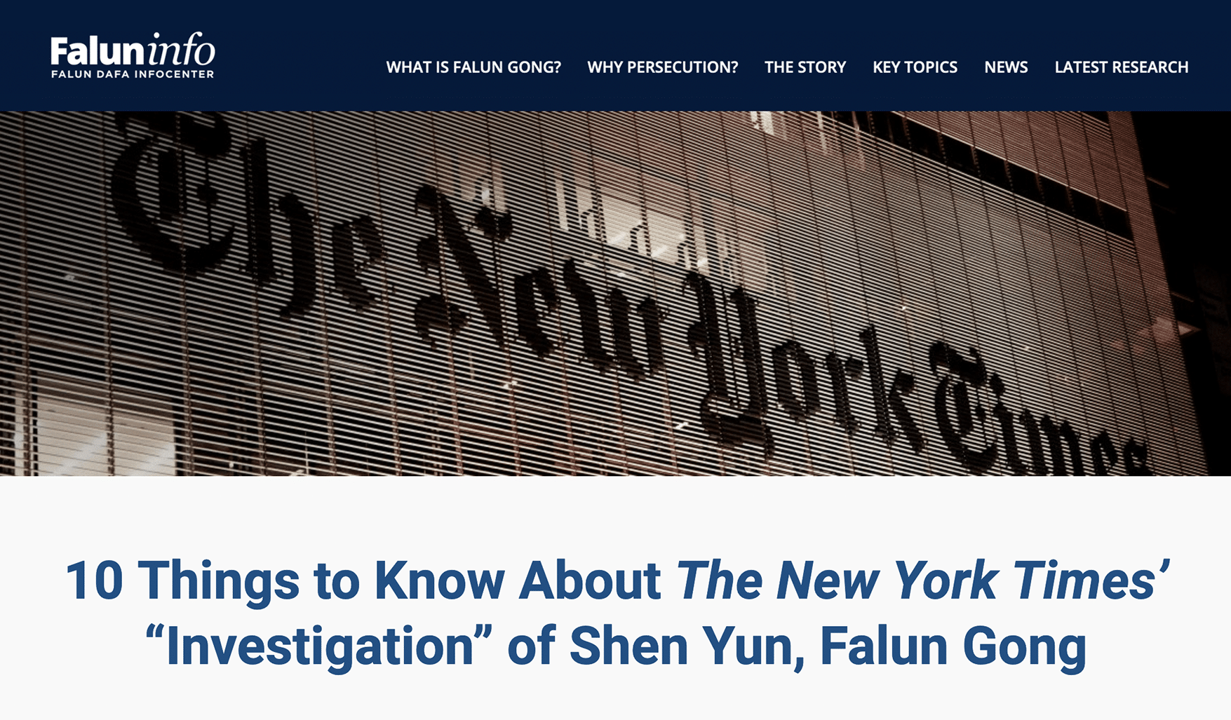 Landing NYT flat Falun Dafa Information Center