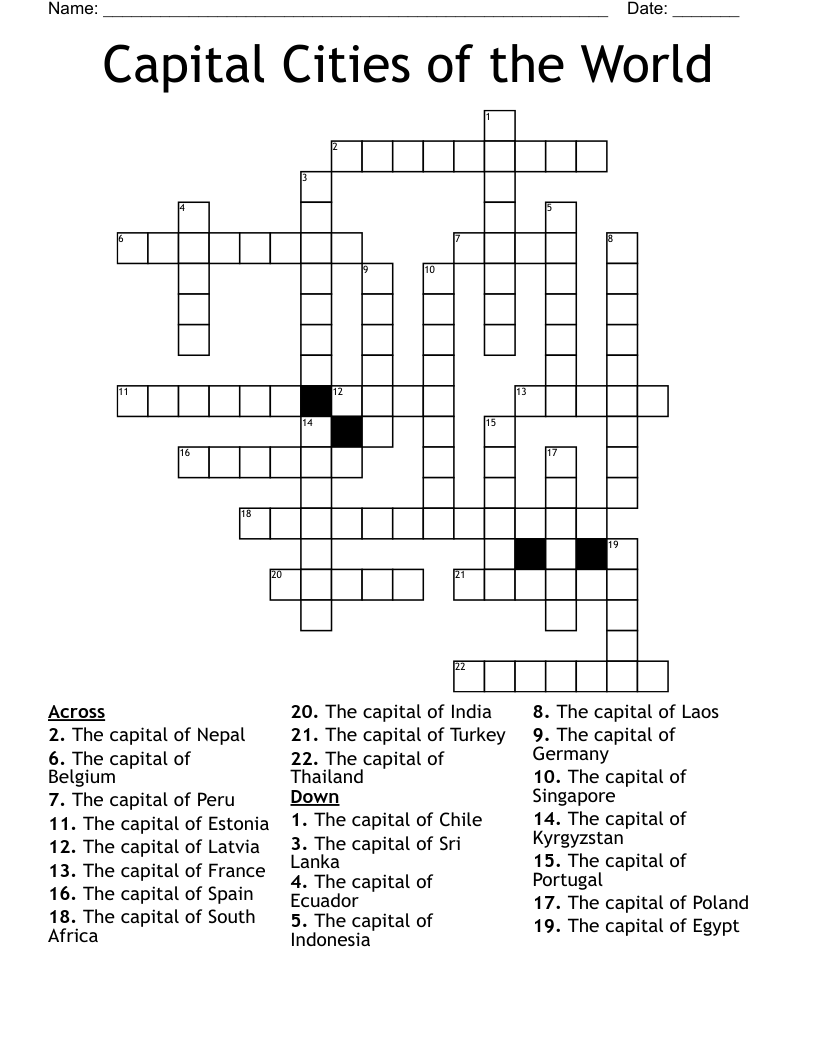 Latvia 39 S Capital Crossword Clue Free Printable Crossword